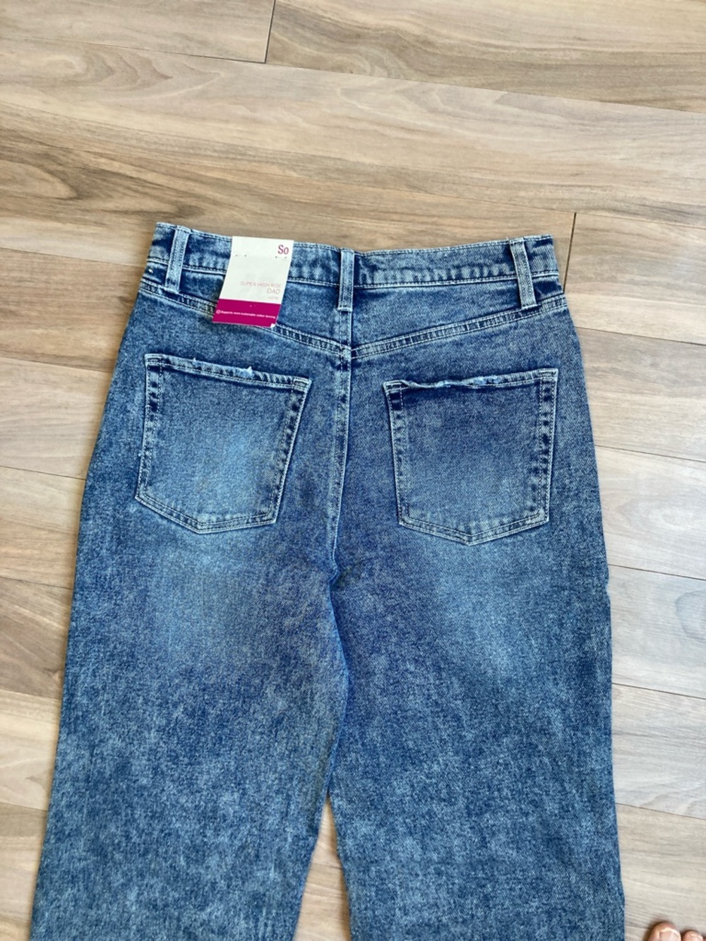 SO Dad jean super high rise jean distressed boho retro patches size 5 / 27 - Picture 15 of 17
